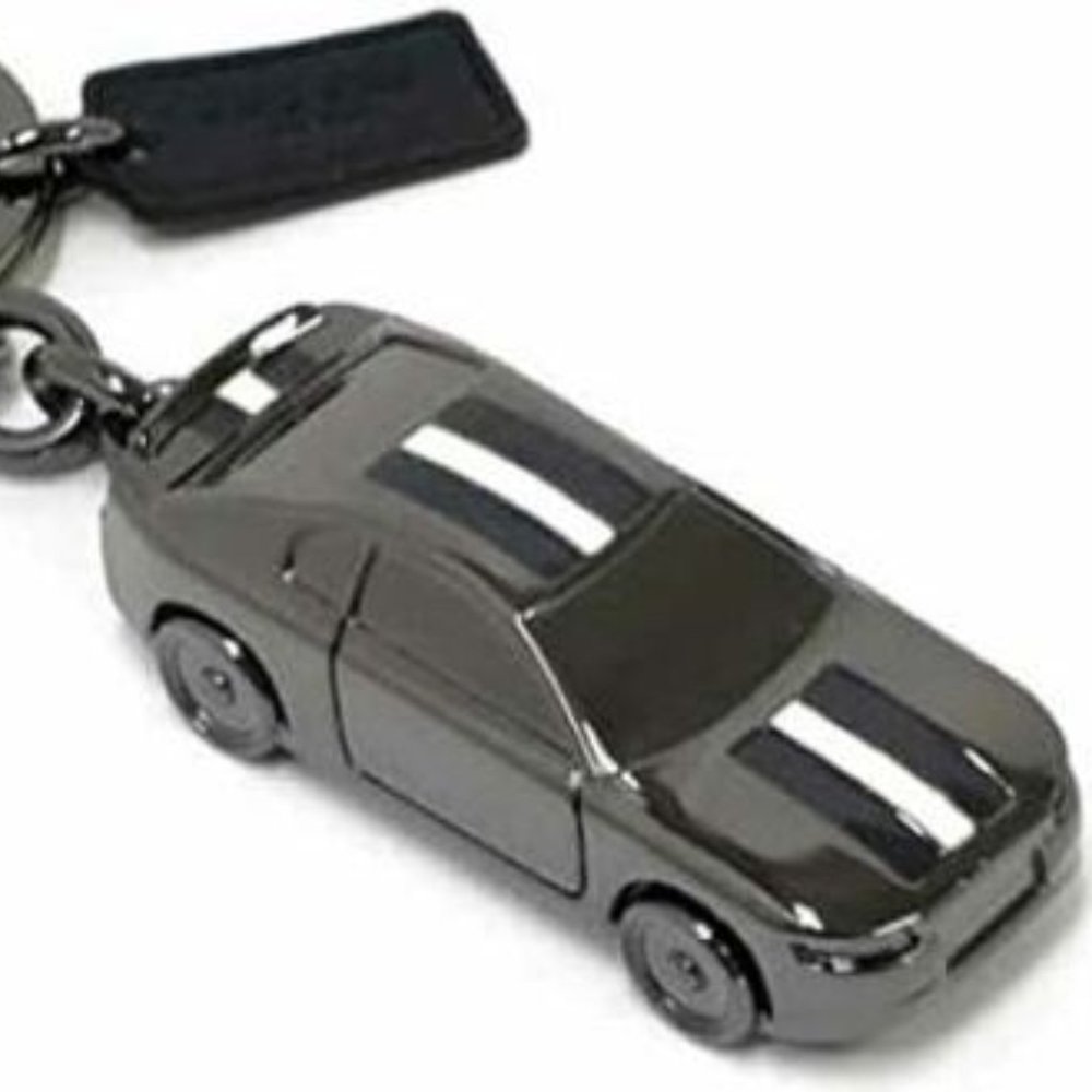 NEW COACH Key Chain Ring Race Car Stripe box